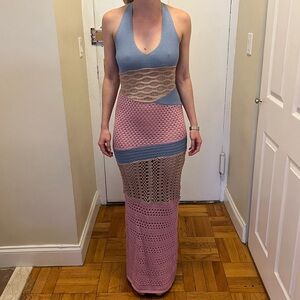 RTA Patchwork Knit Midi Dress in Desert Rose Multi